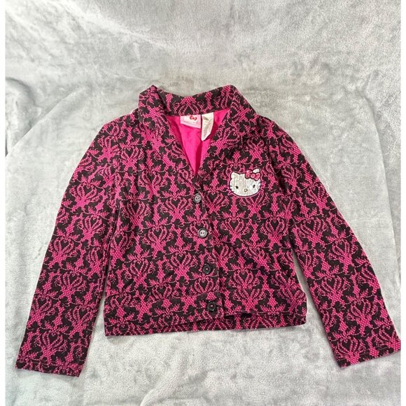 Hello Kitty Jacket Girl's Medium 7/8 Pink and Black Blazer button down - Picture 8 of 8